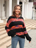 Momentlover Striped Drop Shoulder Sweater