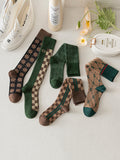 momentlover Stylish Selection Skinny Leg Checkered Socks Accessories
