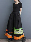 Momentlover Printed High-Waisted Elasticity Asymmetric Wide Leg Loose Trousers Pants