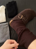 Momentlover Split-Joint Solid Color Hollow Loose Socks