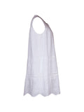 Momentlover Split-Joint Solid Color Lace-Up Hollow Sleeveless Loose Round-Neck Mini Dresses