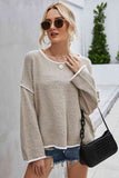 Momentlover Round Neck Dropped Shoulder Sweater