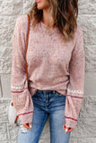 Momentlover Multicolored Pilling Detail Ribbed Trim Sweater
