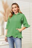 Momentlover Ninexis Full Size Raglan Sleeve Ruffled Hoodie with Pocket