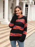 Momentlover Striped Drop Shoulder Sweater