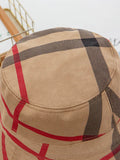 Momentlover Casual Plaid Keep Warm Suede Fisherman Hat