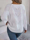 Momentlover Openwork Buttoned Square Neck Sweater