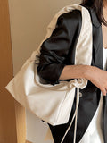 Momentlover Zipper Solid Color Pleated Handbags