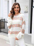 Momentlover Striped Drop Shoulder Sweater