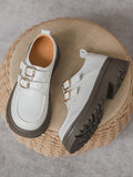 Momentlover Split-Joint Round-Toe Platform Shoes Loafers