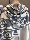 Momentlover Knitted Flower Keep Warm Fringed Shawl&Scarf