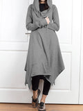 Momentlover Irregular Clipping Long Sleeves Solid Color Hooded Outerwear