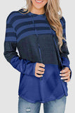 Momentlover Striped Drawstring Long Sleeve Hoodie