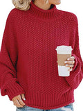 Momentlover Turtleneck Dropped Shoulder Sweater