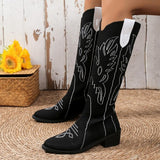 themeisles - Black Casual Embroidered Patchwork Pointed Comfortable Out Door Shoes