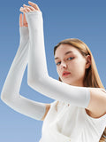 momentlover Simple Ice Silk Sun Protection Solid Color Sleevelet