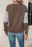 Momentlover Textured Color Block Round Neck Sweatshirt