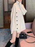 Momentlover Buttoned Asymmetric Thick Loose High-neck Sweater Tops Pullovers Knitwear