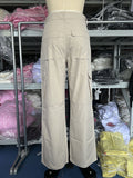 Momentlover Split-Joint Solid Color Pockets Buttoned Wide Leg Loose Trousers Pants