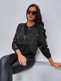 Momentlover Drawstring Half Zip Long Sleeve Hoodie