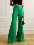 momentlover Wide Leg Solid Color Flared Trousers Pants