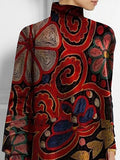 Momentlover Floral Printed Loose Long Sleeves High Neck T-Shirts