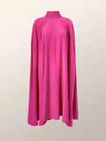 momentlover Simple Batwing Sleeves Lace-Up Solid Color High-Neck Midi Dresses
