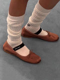 momentlover Casual Solid Color Knitting Stockings Accessories