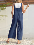 Momentlover Solid Color Wide Leg Loose Square-Neck Overalls