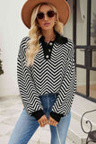 Momentlover Striped Collared Neck Buttoned Pullover Sweater