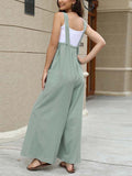 Momentlover Casual Loose Sleeveless Solid Color Square-Neck Overalls