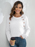 Momentlover Decorative Button Long Sleeve Sweater