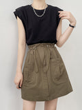 Momentlover Split-Joint Sleeveless Loose Round-neck T-Shirts Tops
