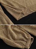 Momentlover Solid Color See-Through Loose Long Sleeves Round-Neck Sweater Tops