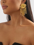 Momentlover Eye Shape Geometric Tasseled Drop Earrings Earrings Accessories
