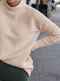 Momentlover Ribbed Mock Neck Long Sleeve Sweater