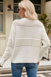 Momentlover Round Neck Openwork Long Sleeve Pullover Sweater