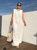 momentlover Solid Color Sleeveless Wide Leg Jumpsuits