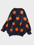 Momentlover Printed Round Neck Drop Shoulder Sweater
