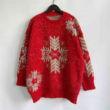 Momentlover Snowflake Pattern Long Sleeve Sweater