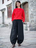 Momentlover Casual Loose Keep Warm Elasticity Solid Color Casual Pants Bottoms