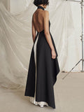 Momentlover Original Sleeveless Irregularity Solid Color High-Neck T-Shirt Top&Pleated Skirt Bottom Two Pieces Set