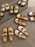 Momentlover Split-Joint Shallow Cut Round-Toe Belt Buckle Slippers&Mules Platform Shoes
