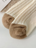 momentlover Pleated Elasticity Contrast Color Socks