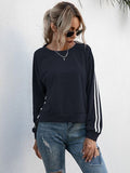 Momentlover Lace-Up Round Neck Long Sleeve Sweatshirt