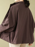 Momentlover Long Sleeves Loose Buttoned Polka-Dot Quilted Solid Color High Neck Padded Coat