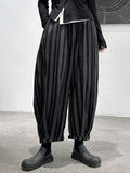 Momentlover Striped Patterns Split-Joint Wide Leg Loose Trousers Pants