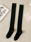 momentlover Casual Wool Solid Color Over The Knee Stockings Accessories