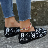 themeisles - Halloween Black Casual Patchwork Round Comfortable Shoes