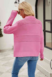 Momentlover Round Neck Openwork Long Sleeve Pullover Sweater